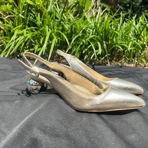 Katy Perry The Adora Spheric Gold Metallic Slingback Heels
